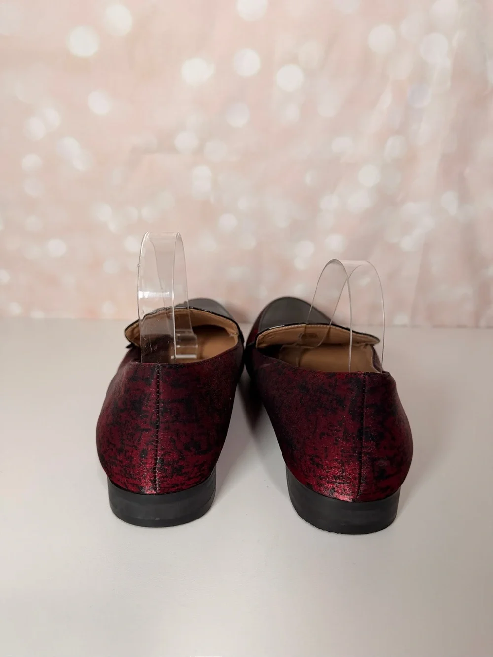 JITAI Leather and Fabric Red Speckled Loafer w Gold Detail